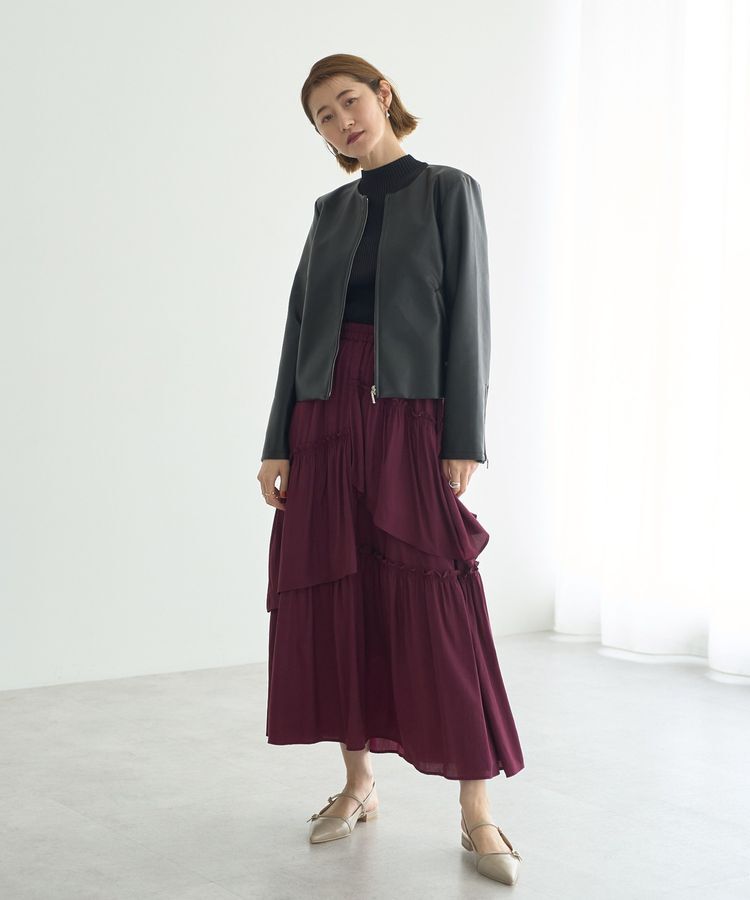 YECCA VECCA「アシンメトリーラッフルスカート」|フレア|