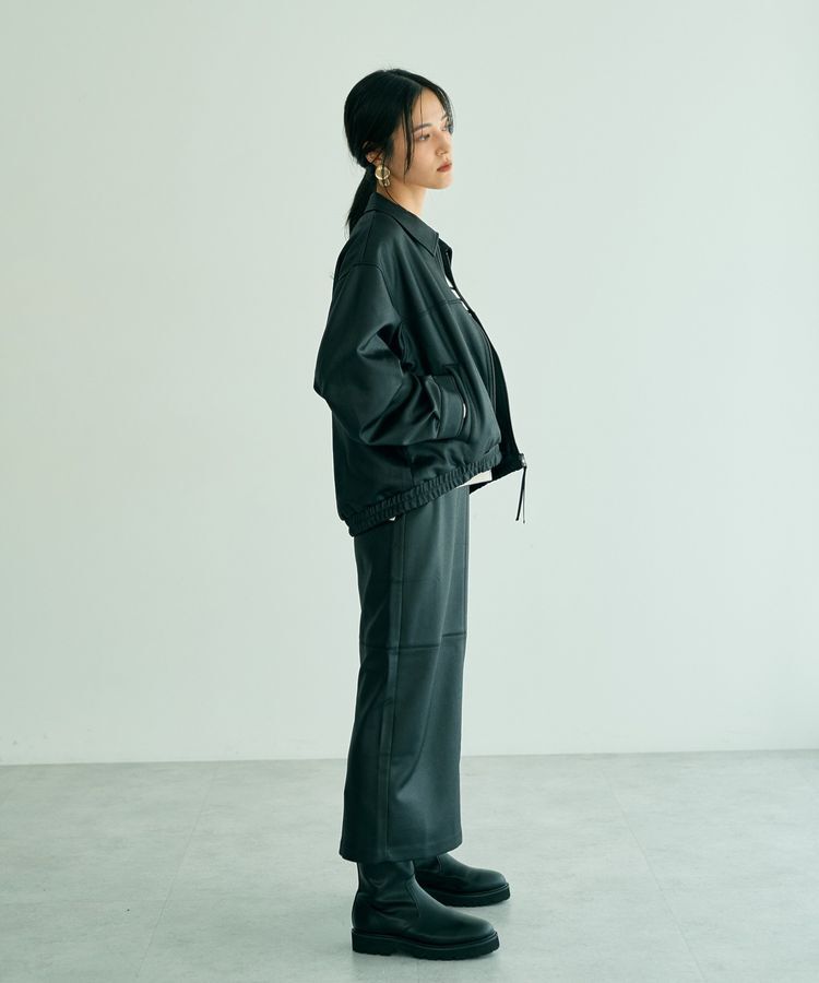 YECCA VECCA「レザーライクナロースカート」|タイト|