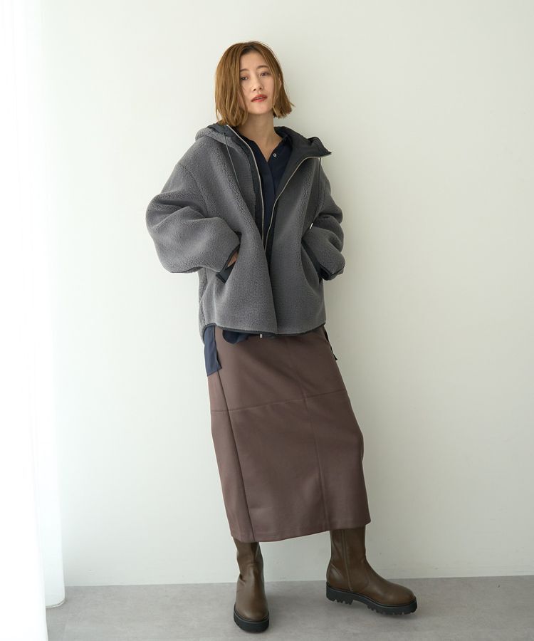 YECCA VECCA「レザーライクナロースカート」|タイト|