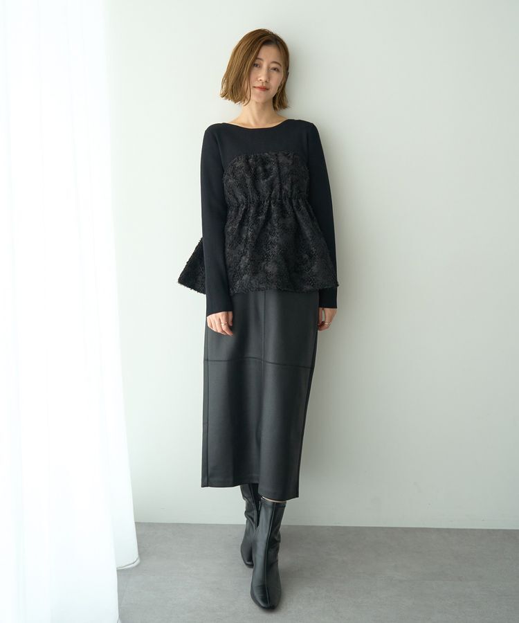 YECCA VECCA「レザーライクナロースカート」|タイト|