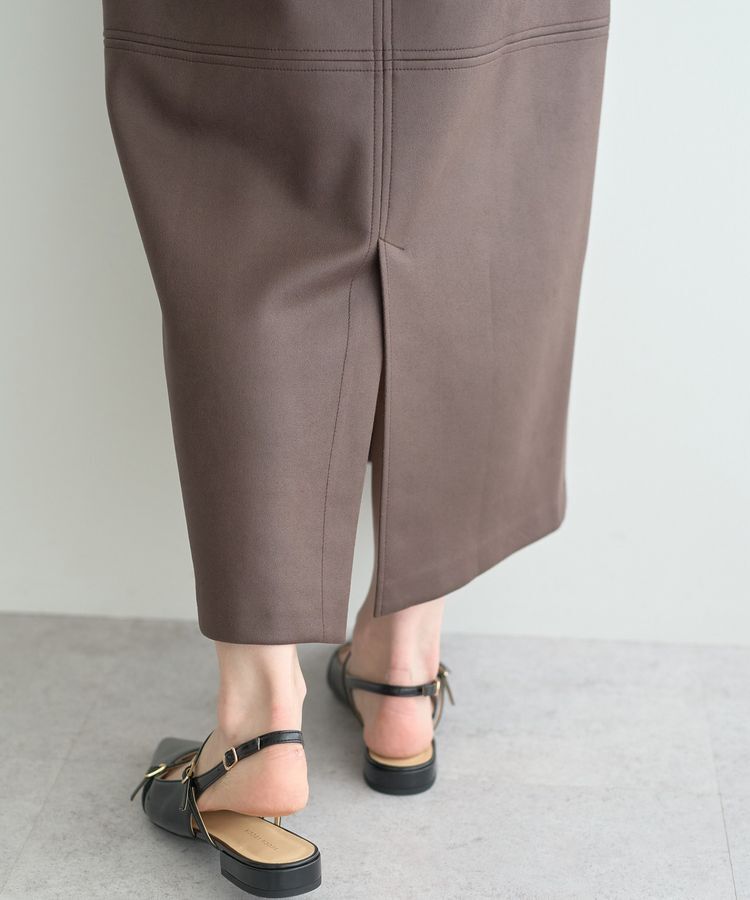 YECCA VECCA「レザーライクナロースカート」|タイト|