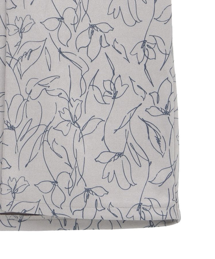 YECCA VECCA「ラインフラワー柄フェイクスエードスカート」|タイト|