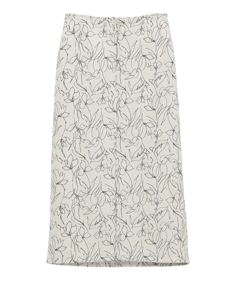 YECCA VECCA「ラインフラワー柄フェイクスエードスカート」|タイト|