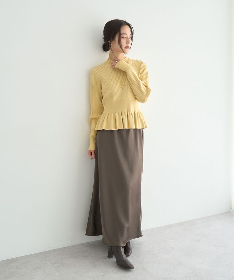 YECCA VECCA「サテンフレアスカート」|フレア|