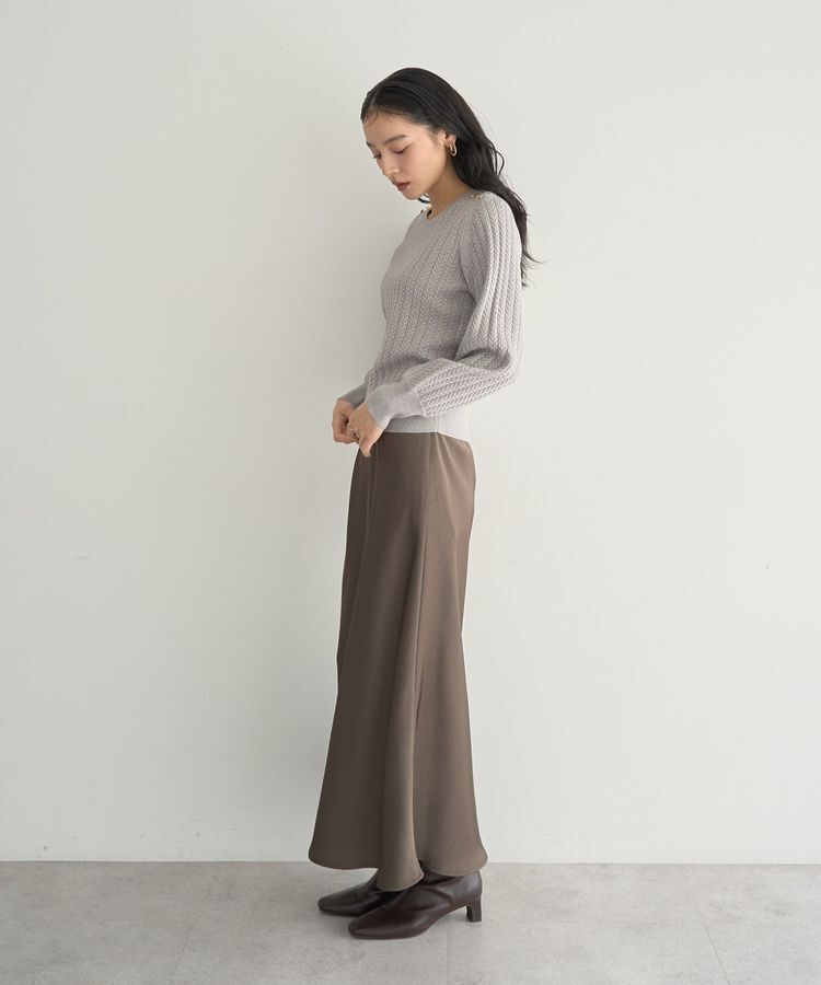 YECCA VECCA「サテンフレアスカート」|フレア|