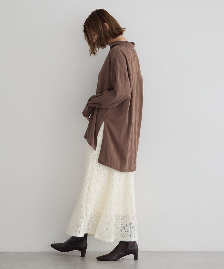 YECCA VECCA「フラワー起毛レースマーメイドスカート」|フレア|