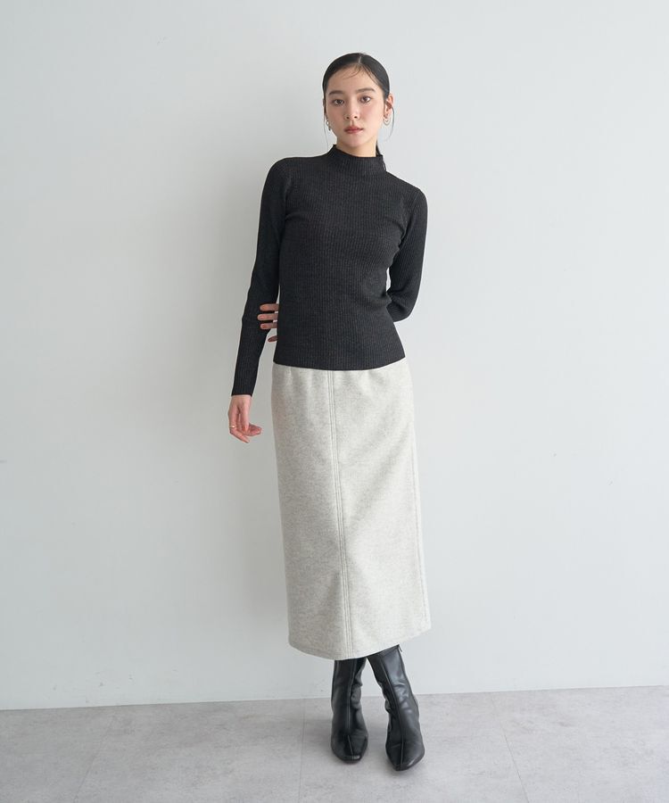 YECCA VECCA「メルトンナロースカート」|タイト|