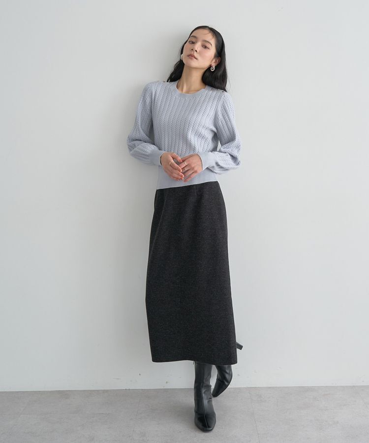 YECCA VECCA「メルトンナロースカート」|タイト|