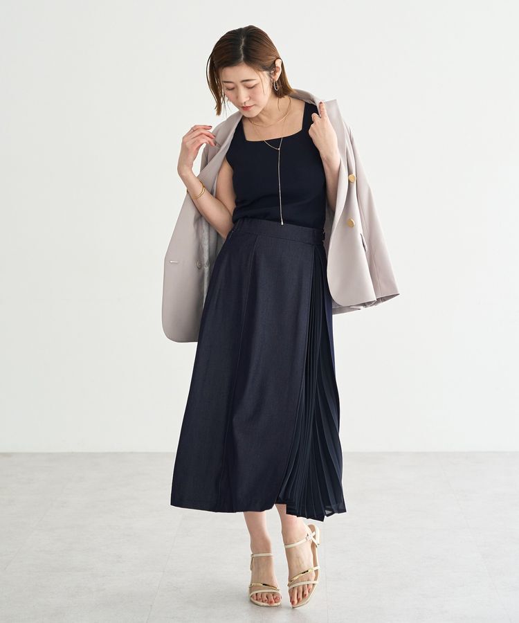 YECCA VECCA「プリーツMIXフレアスカート」|フレア|