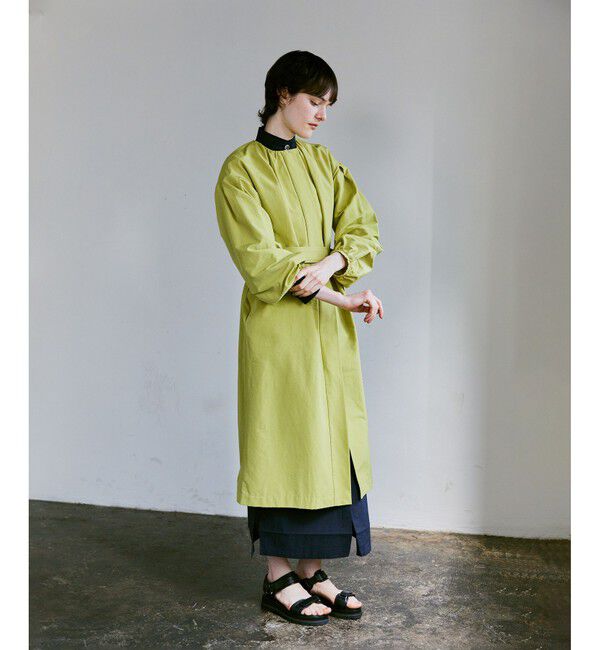 allureville「綿ナイロンクロスギャザーネックコート」|ダッフルコート|グリーン