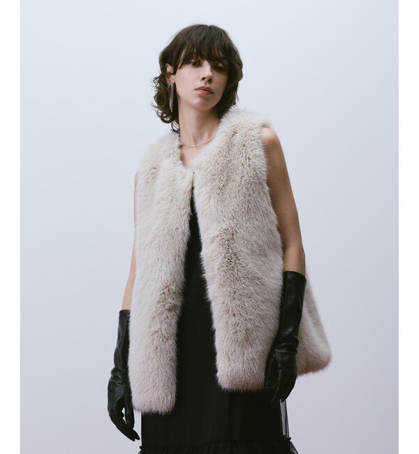 allureville「フェイクフォックスジレ」|その他|ベージュ