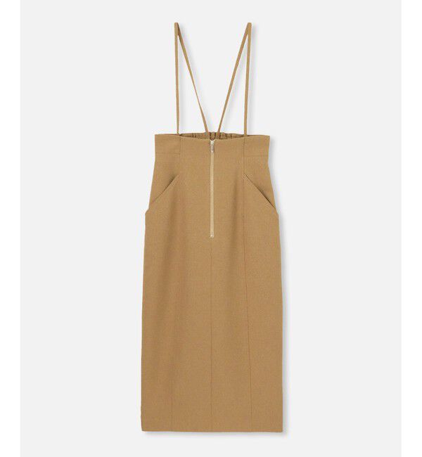 allureville「フロントジップサスペンダースカート」|ジャンパースカート|キャメル