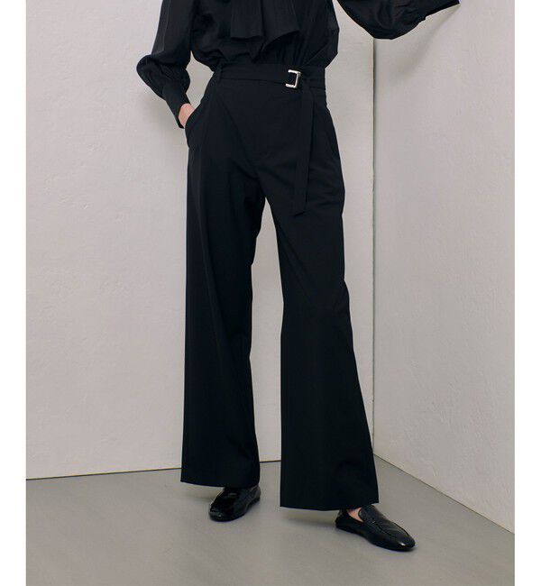 allureville「ウールライクフランネルヨークレスパンツ」|サルエル|ブラック