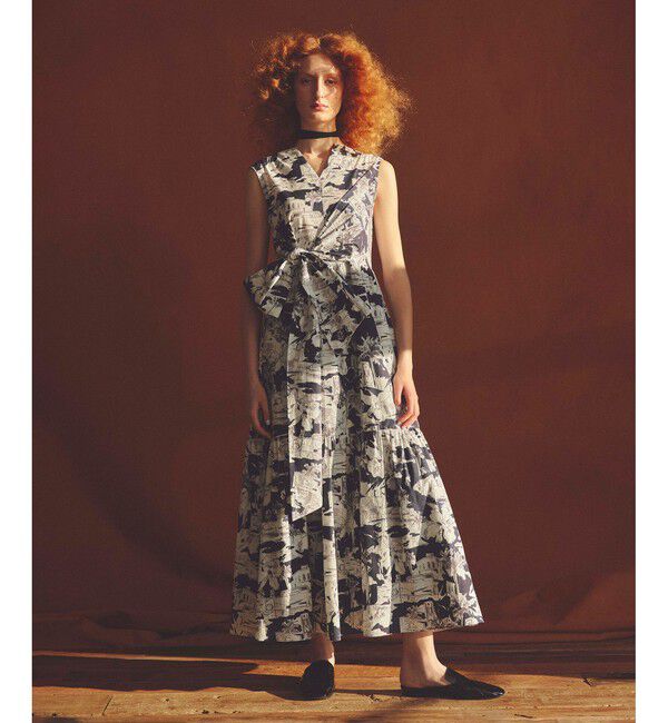 LOULOU WILLOUGHBY「【LOULOU WILLOUGHBY】サマーナイトプリント リボンワンピース」|ワンピース|ネイビー