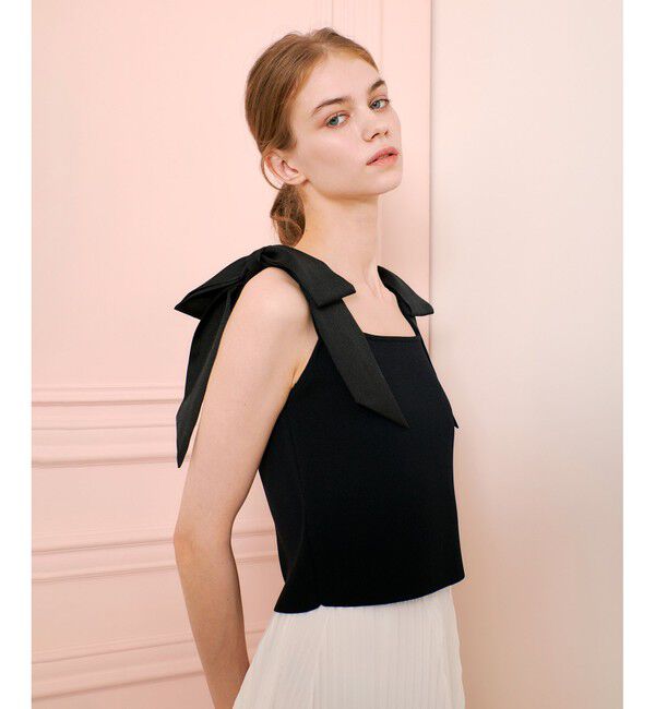 LOULOU WILLOUGHBY「【LOULOU WILLOUGHBY】ショルダーリボンミニタンクプルオーバー」|ニット・セーター|