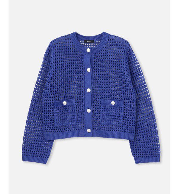 allureville「フィッシュネットニットジャケット」|カーディガン|ブルー