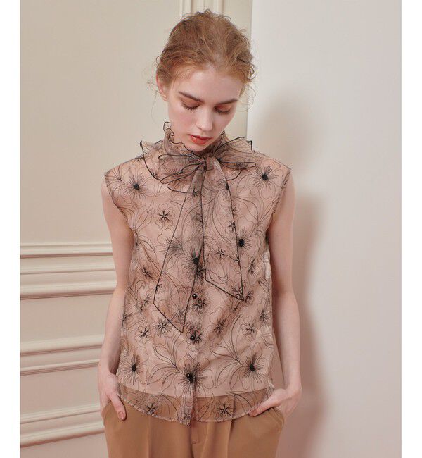 LOULOU WILLOUGHBY「【LOULOU WILLOUGHBY】オーガンジーフラワー刺繍ブラウス」|シャツ・ブラウス|