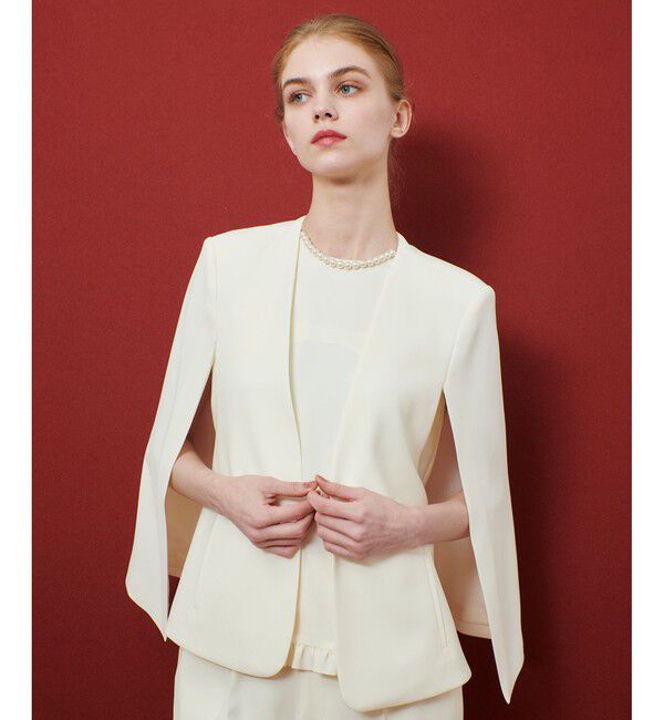 LOULOU WILLOUGHBY「◇ 【LOULOU WILLOUGHBY】リトルブラックケープジャケット」|ノーカラージャケット|オフホワイト