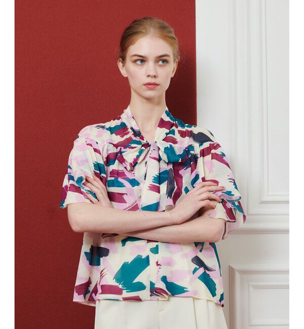 LOULOU WILLOUGHBY「【LOULOU WILLOUGHBY】ブラッシュプリントブラウス」|シャツ・ブラウス|