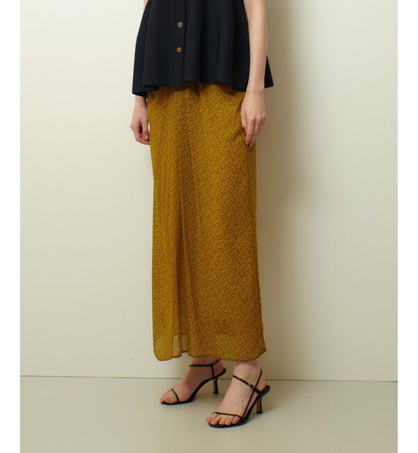 allureville「ルミナスプリントドレープスカート」|タイト|