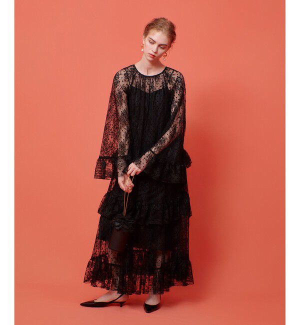 LOULOU WILLOUGHBY「【LOULOU WILLOUGHBY】フロッキードットレースワンピース」|ワンピース|