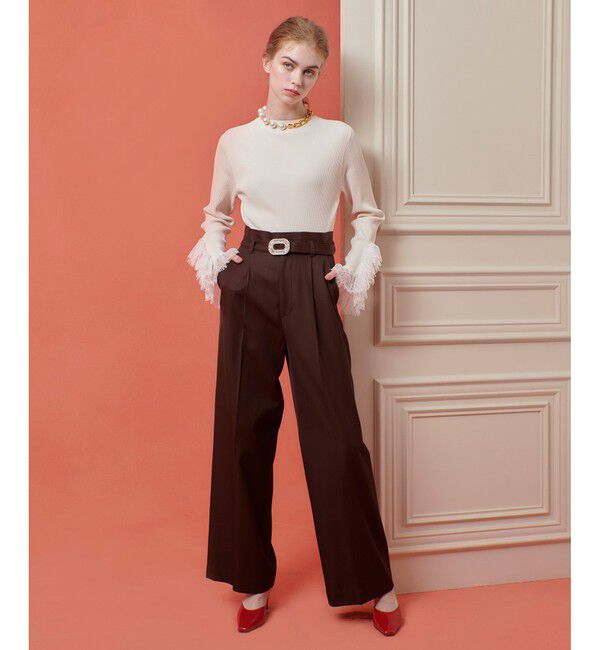 LOULOU WILLOUGHBY「【LOULOU WILLOUGHBY】スリーブヘムレースプルオーバー」|ニット・セーター|