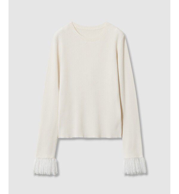 LOULOU WILLOUGHBY「【LOULOU WILLOUGHBY】スリーブヘムレースプルオーバー」|ニット・セーター|