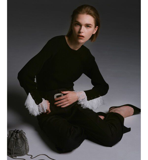 LOULOU WILLOUGHBY「【LOULOU WILLOUGHBY】スリーブヘムレースプルオーバー」|ニット・セーター|