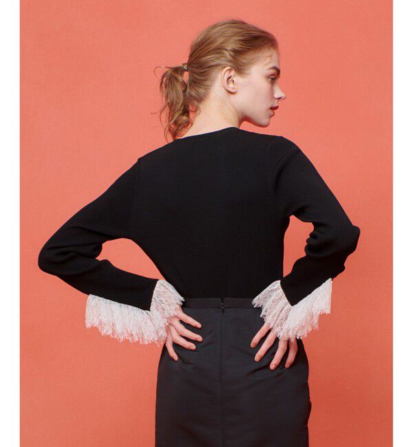 LOULOU WILLOUGHBY「【LOULOU WILLOUGHBY】スリーブヘムレースプルオーバー」|ニット・セーター|