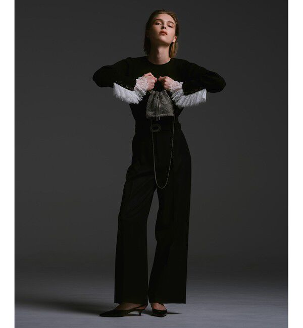 LOULOU WILLOUGHBY「【LOULOU WILLOUGHBY】スリーブヘムレースプルオーバー」|ニット・セーター|