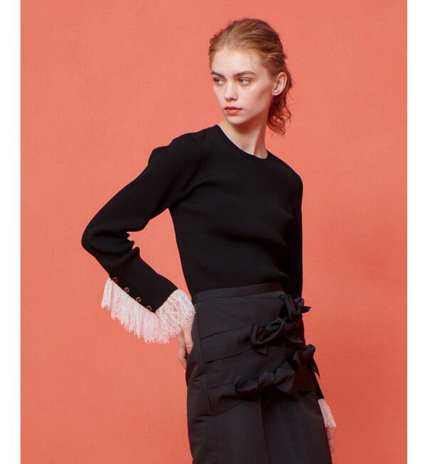 LOULOU WILLOUGHBY「【LOULOU WILLOUGHBY】スリーブヘムレースプルオーバー」|ニット・セーター|