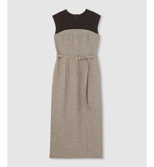 allureville「コンパクトツイルカットコンビワンピース」|ワンピース|ブラウン