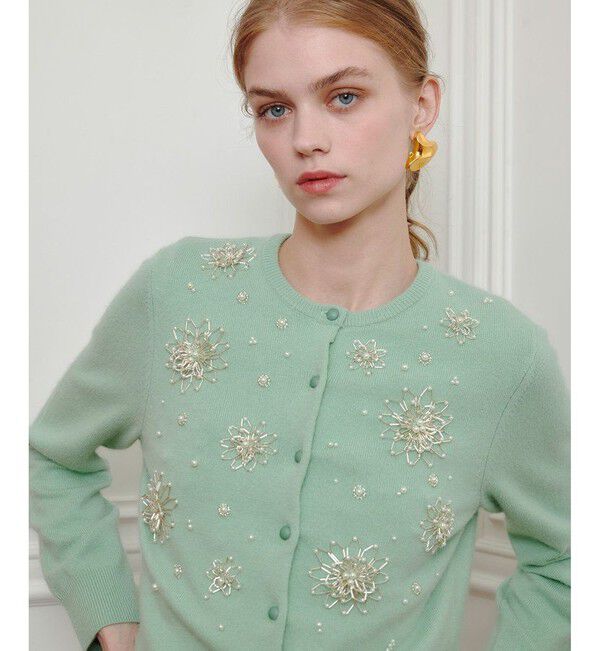 LOULOU WILLOUGHBY「【LOULOU WILLOUGHBY】ビーズフラワーカーディガン」|カーディガン|