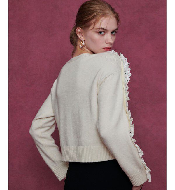 LOULOU WILLOUGHBY「【LOULOU WILLOUGHBY】ショルダーレース釦プルオーバー」|ニット・セーター|