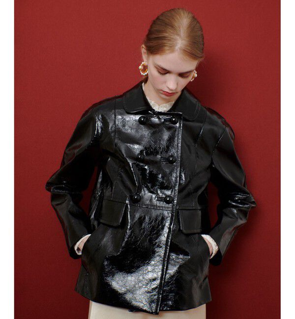 LOULOU WILLOUGHBY「【LOULOU WILLOUGHBY】クラッシュエナメルレザーブルゾン」|ブルゾン・スタジャン|