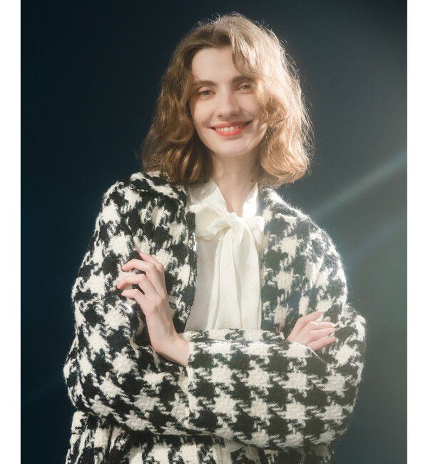 LOULOU WILLOUGHBY「【LOULOU WILLOUGHBY】ロービング千鳥ロングコート」|ダッフルコート|ホワイト系