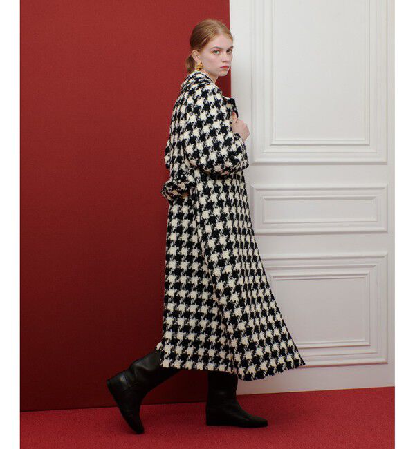 LOULOU WILLOUGHBY「【LOULOU WILLOUGHBY】ロービング千鳥ロングコート」|ダッフルコート|