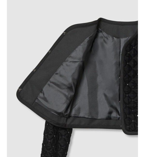 LOULOU WILLOUGHBY「【LOULOU WILLOUGHBY】ベロアキルティングショートジャケット」|ノーカラージャケット|