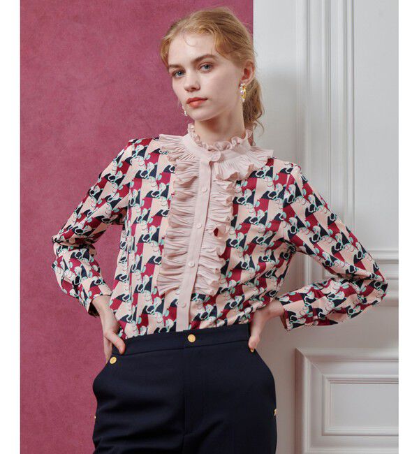 LOULOU WILLOUGHBY「【LOULOU WILLOUGHBY】ホースジオメトリックプリントブラウス」|シャツ・ブラウス|