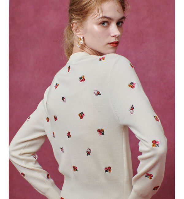 LOULOU WILLOUGHBY「【LOULOU WILLOUGHBY】フラワーシシュウカーディガン」|カーディガン|