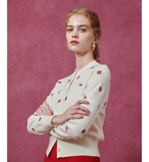 LOULOU WILLOUGHBY「【LOULOU WILLOUGHBY】フラワーシシュウカーディガン」|カーディガン|