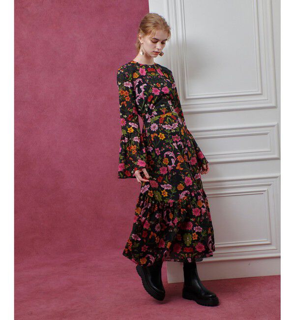 LOULOU WILLOUGHBY「【LOULOU WILLOUGHBY】シンメトリーフラワープリントワンピース」|ワンピース|