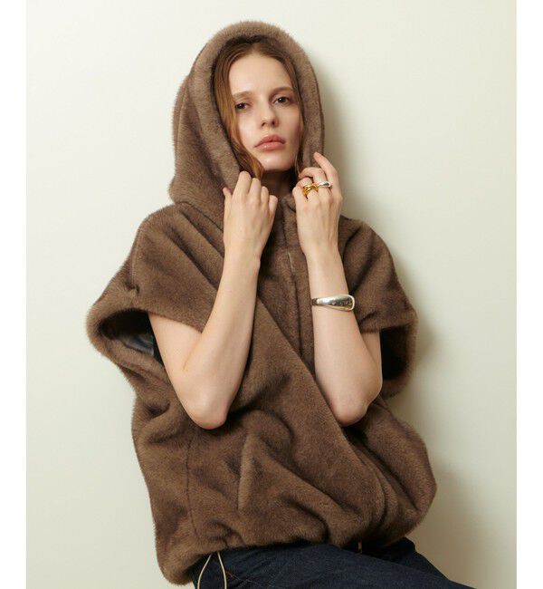 allureville「フェイクミンクファーフーディーブルゾン」|ブルゾン・スタジャン|