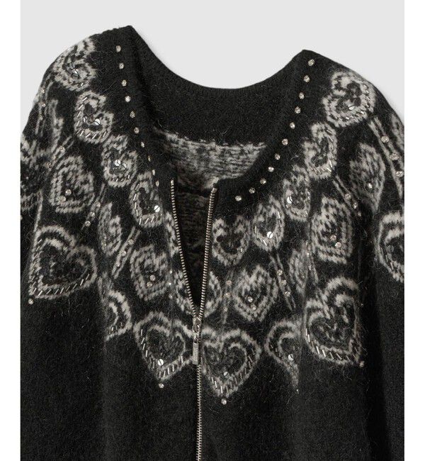 LOULOU WILLOUGHBY「【LOULOU WILLOUGHBY】ハートJQニットブルゾン」|ブルゾン・スタジャン|