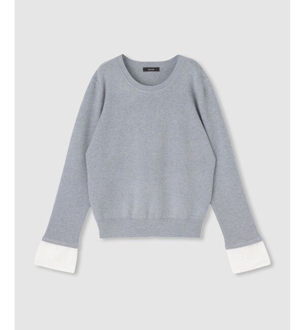 allureville「レースカフスドッキングプルオーバー」|ニット・セーター|グレー