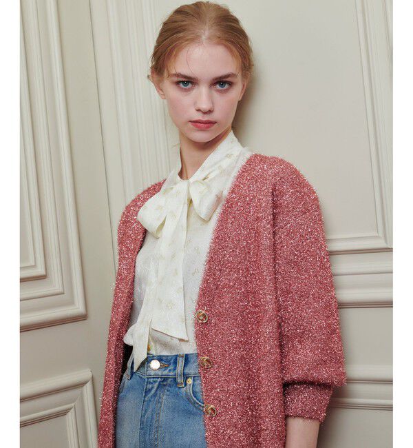 LOULOU WILLOUGHBY「【LOULOU WILLOUGHBY】フィルムラメミドルカーディガン」|カーディガン|