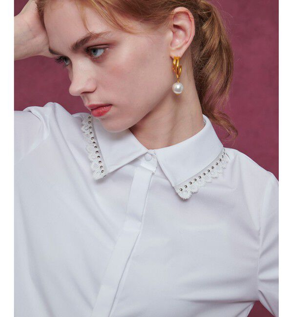 LOULOU WILLOUGHBY「【LOULOU WILLOUGHBY】レーストリミングシャツ」|シャツ・ブラウス|