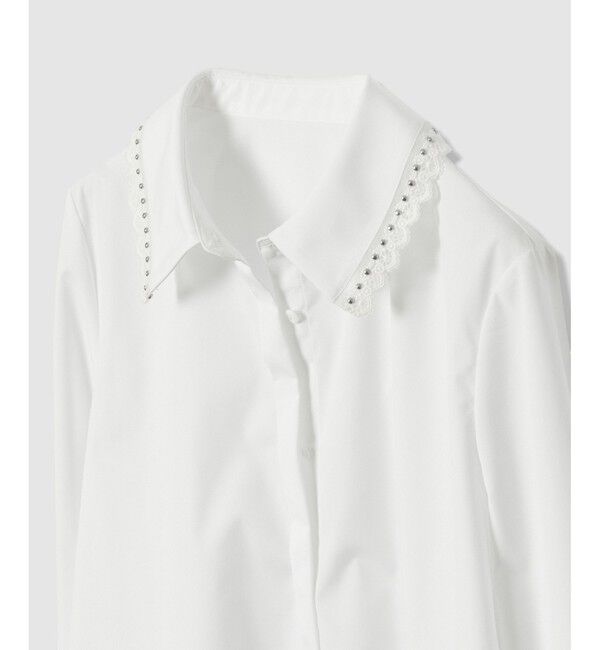 LOULOU WILLOUGHBY「【LOULOU WILLOUGHBY】レーストリミングシャツ」|シャツ・ブラウス|