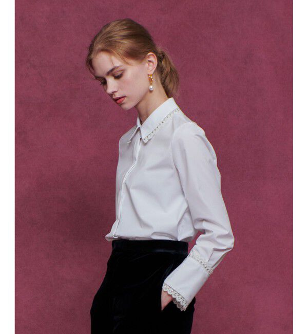 LOULOU WILLOUGHBY「【LOULOU WILLOUGHBY】レーストリミングシャツ」|シャツ・ブラウス|