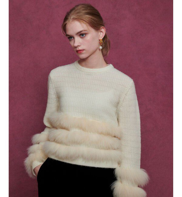 LOULOU WILLOUGHBY「【LOULOU WILLOUGHBY】フォックスファートリミングプルオーバー」|ニット・セーター|